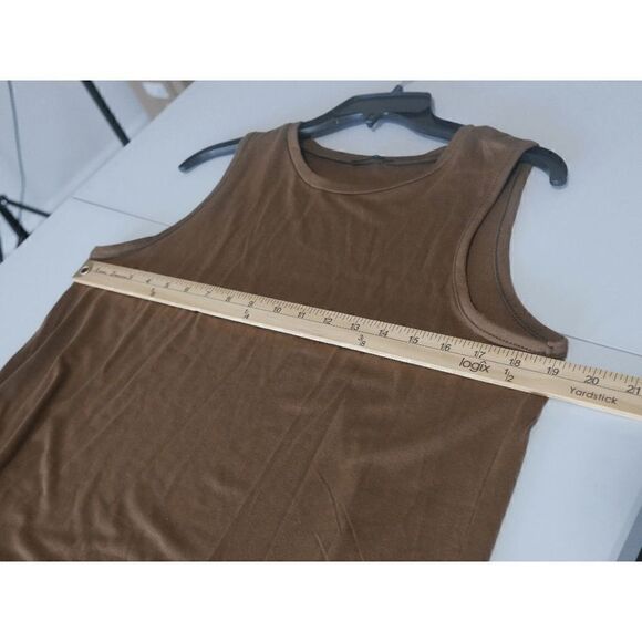 Women's Coffee Curved-Hem Hi-Low Sleeveless Shirt Dress - Picture 4 of 8